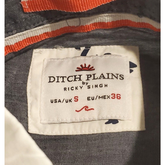 Ditch Plains by Ricky Singh Shirt Button Up Short Sleeve Flamingos Men's Small - Picture 3 of 4